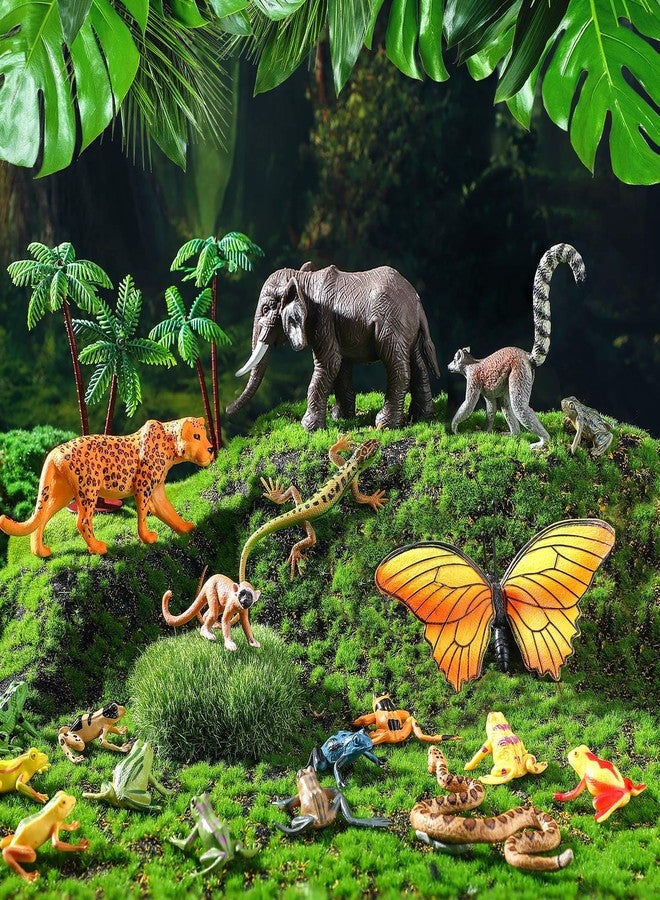 مجموعة ألعاب MiniInflat مكونة من 25 قطعة من مجسمات حيوانات الغابات المطيرة، مستلزمات مجسمات الغابات المطيرة للأطفال، نماذج حيوانات استوائية وأشجار، مناسبة للتعليم التاريخي، المشاريع المدرسية، وتزيين حفلات أعياد الميلاد - Image 4